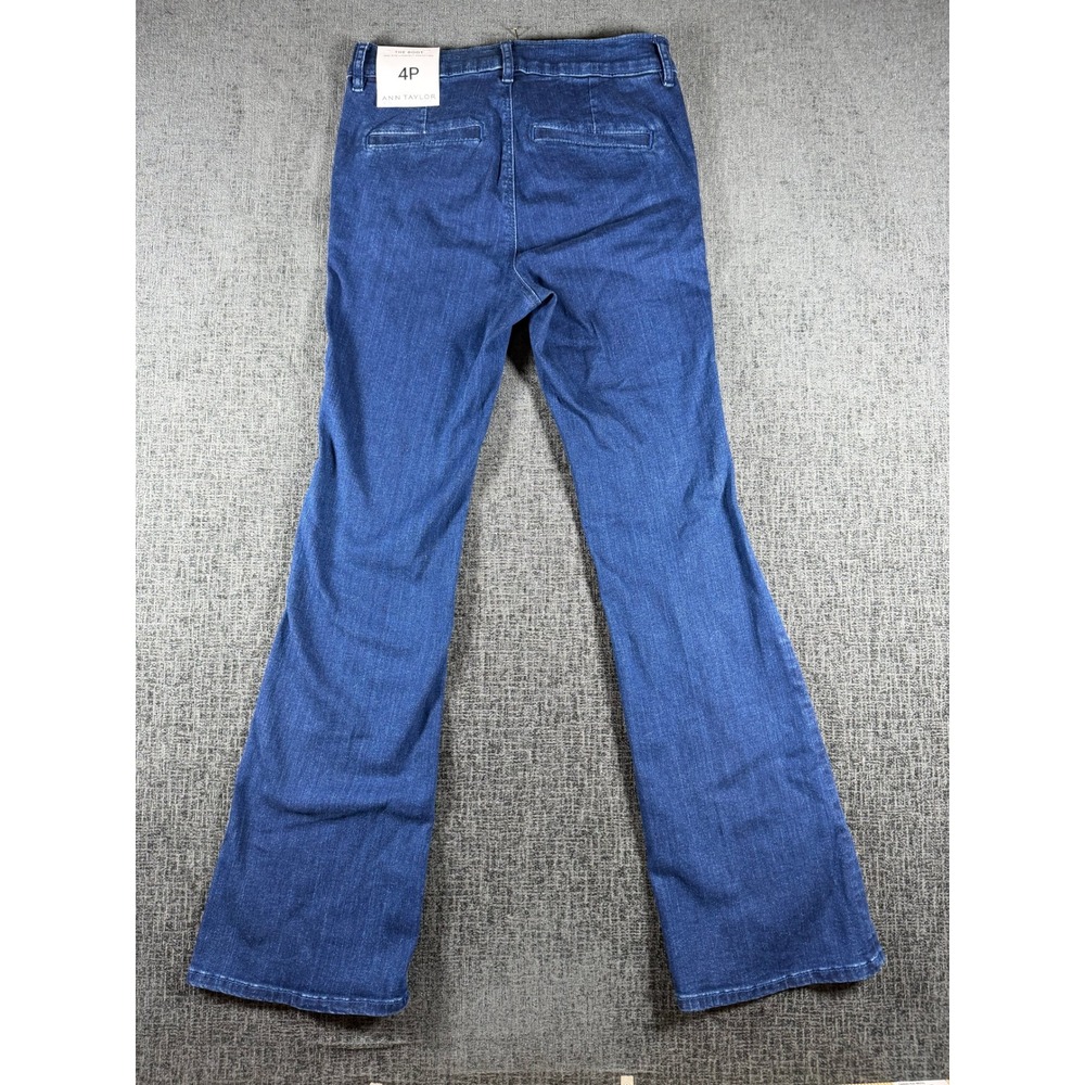 Ann Taylor The Boot Mid Rise Bootcut Jeans Dark Wash Blue Petite 4P NWT